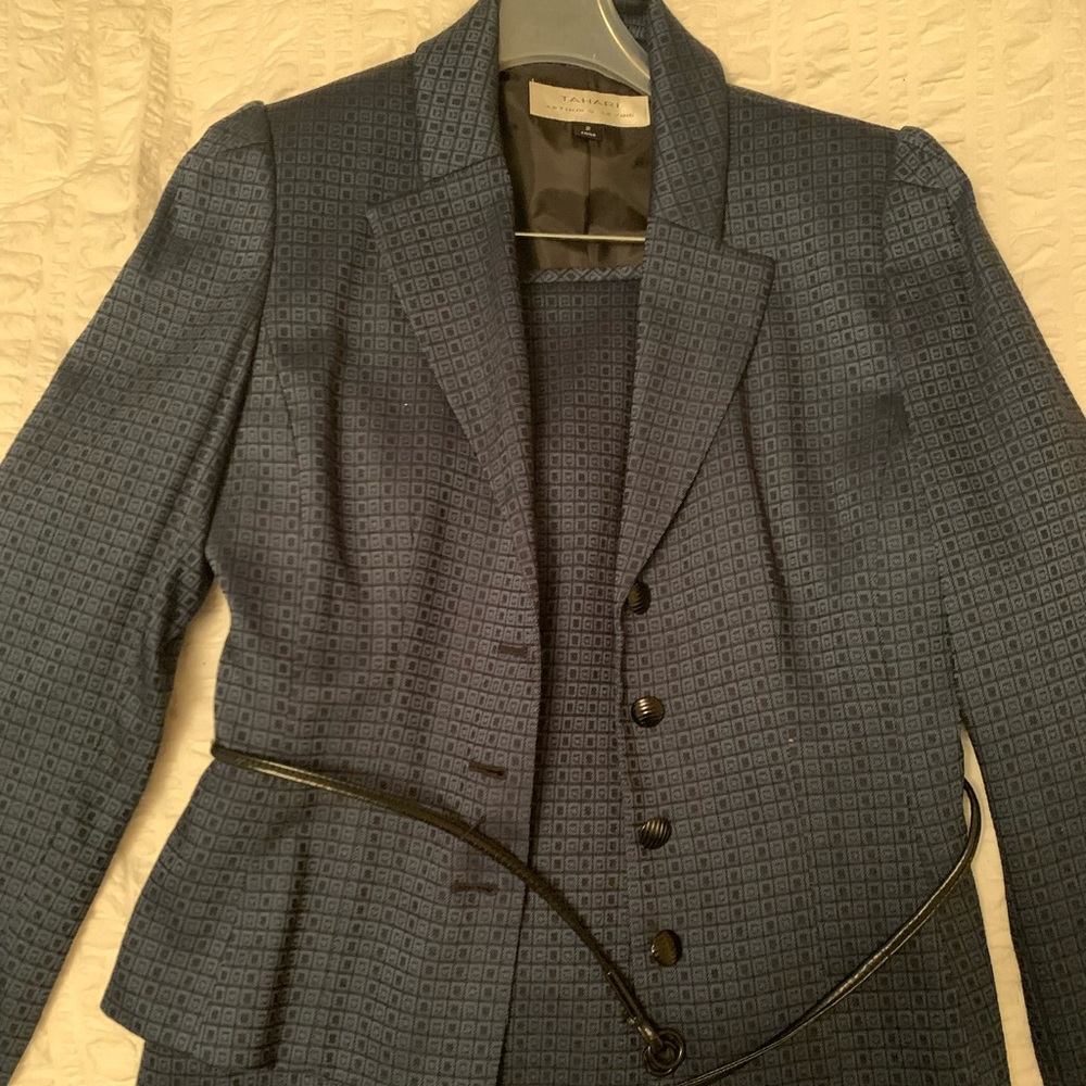Navy and black Tahari skirt suit